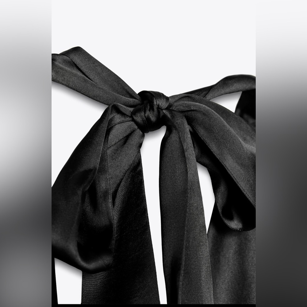 Elegant Black Satin Bow HALTER SATIN EFFECT TOP